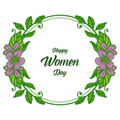 Vector illustration decor happy women day with pattern art of purple flower frame