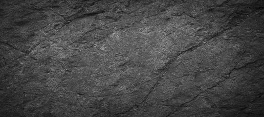 Fototapeten Panorama dunkelgrauer schwarzer Schieferhintergrund oder -textur.Panorama schwarzer Schieferhintergrund © phanasitti