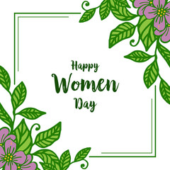Vector illustration artwork of leaf flower frame for greeting card happy women day