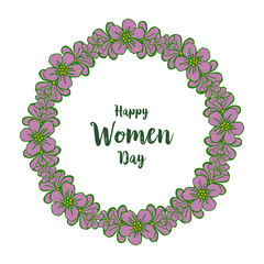 Vector illustration round purple flower frame for template happy women day