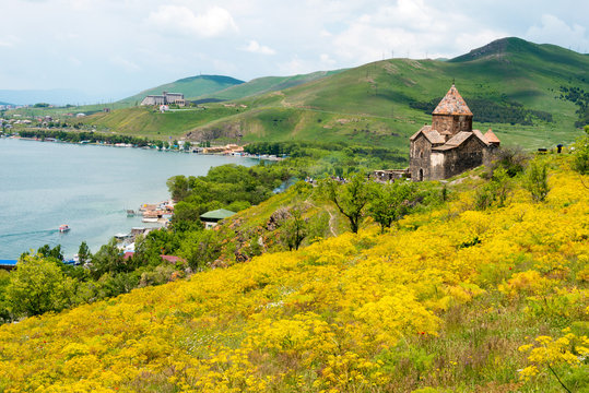 Sevan, Armenia - Jun 07 2018- Sevanavank Monastery. a famous Historic site in Sevan, Gegharkunik, Armenia.