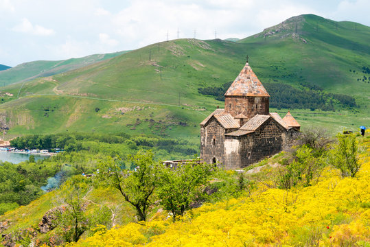 Sevan, Armenia - Jun 07 2018- Sevanavank Monastery. a famous Historic site in Sevan, Gegharkunik, Armenia.