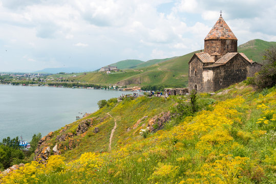 Sevan, Armenia - Jun 07 2018- Sevanavank Monastery. a famous Historic site in Sevan, Gegharkunik, Armenia.