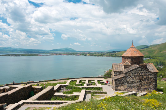 Sevan, Armenia - Jun 07 2018- Sevanavank Monastery. a famous Historic site in Sevan, Gegharkunik, Armenia.