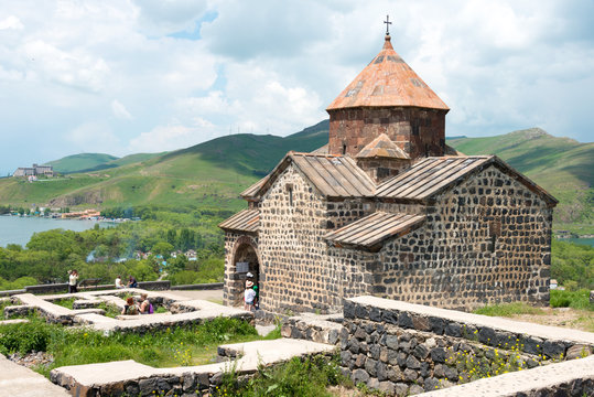 Sevan, Armenia - Jun 07 2018- Sevanavank Monastery. a famous Historic site in Sevan, Gegharkunik, Armenia.