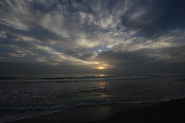 Sunset over the Gulf of Mexico on Captiva Island off the west coast of Florida in summer.