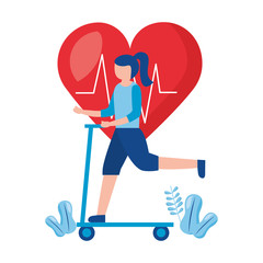 young woman riding skateboard