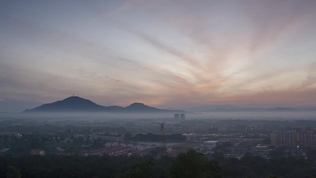 T imelapse morning mist at Bukit Mertajam Hill view from Juru.