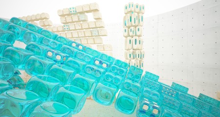 Empty abstract concrete and coquina smooth interior. Architectural background. 3D illustration and rendering