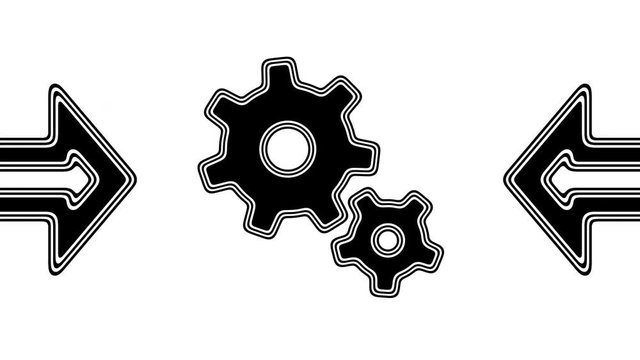 The gear icon. Looping footage has 4K resolution. Illustration.