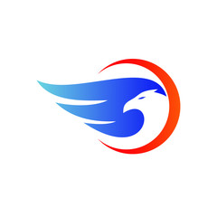 Eagle in Crescent Shape Logo Vector