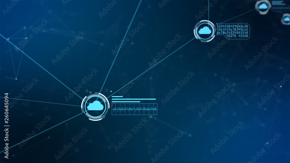 Poster secure global network. digital cloud computing cyber security concept