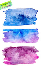 Set of abstract watercolor stains hand painted.
