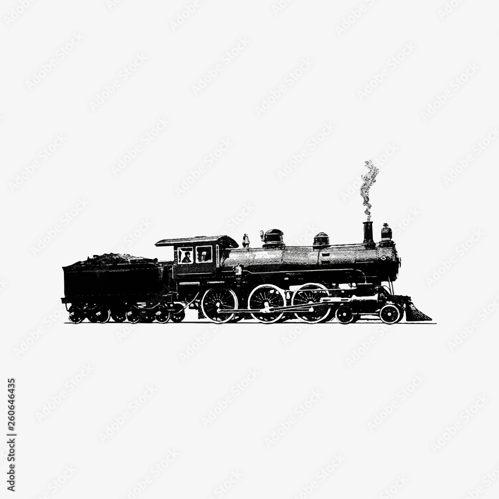 Sticker drawing of a steam engine train