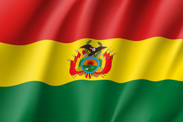 Obraz premium Bolivia national flag. Patriotic symbol in official country colors. Illustration of South America state flag. Vector realistic icon.