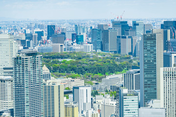 Naklejka premium 春の東京風景 Tokyo city skyline , Japan