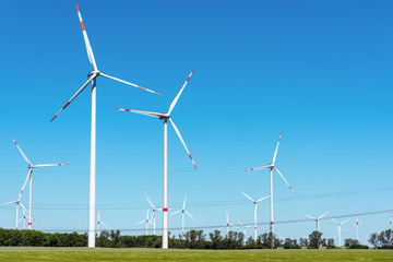 Wind turbines and power lines seen in Germany