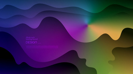 Fototapeta premium Abstract dynamic motion of geometric shape, pattern composition. Colorful gradient background. Vector modern graphic, minimal design elements for a backdrop, template, poster, wallpaper, flyer, layout