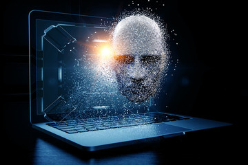 Digital head, artificial intelligence concept
