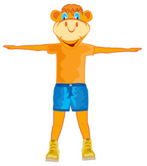 Cartoon animal gymnast on white background is insulated