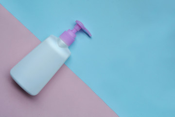 Cosmetic mock up bottles isolated on pastel background, Minimal makeup fashion concept.