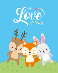 Obraz na płótnie Canvas cute animals love card