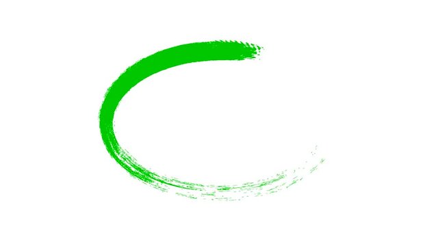 Circle draw on white background, 8 animated design elements of highlighting, green marker animation with alpha matte.