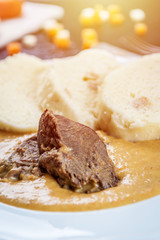 Czech Beef tenderloin and cream sauce