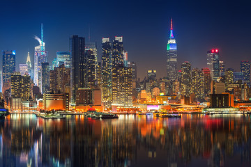 View on Manhattan at night, New York, USA