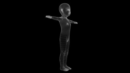 3d illustration of a children xray hologram