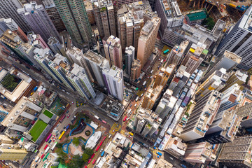 Top view of architecture building in Hong Kong