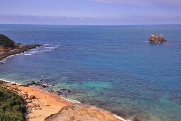 Fototapeta premium Mysterious Coast of Jinshan, New Taipei City, Taiwan. Photo taken on:April 5,2019
