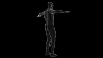 Obraz premium 3d illustration of a man xray hologram