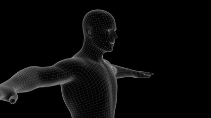 Obraz premium 3d illustration of a man xray hologram