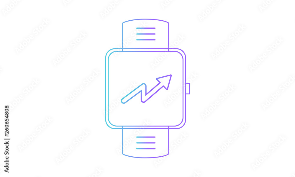 Poster smartwatch icon,smartwatch progress graph icon. outline gradient style vector icon