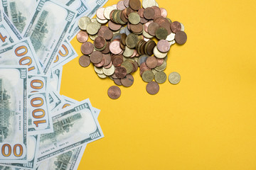 The silver picture is placed on a yellow background. Success, business concept With copy space