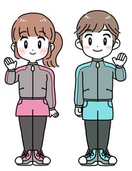 Fototapeta premium スポーツウェア 男女 イラストセット