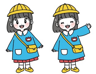 幼稚園児　女の子　笑顔　イラストセット