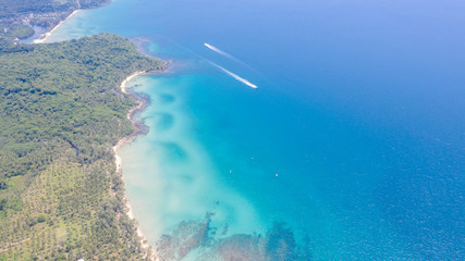 Aerial view of Beautiful  Koh kood or Ko Kut, Thailand.