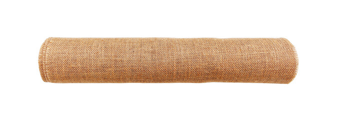 Rolled up sackcloth isolated on white background with clipping path