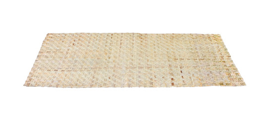 Reed weaving mat or blank cyperus imbricatus isolated on white background with clipping path , handmade thai style