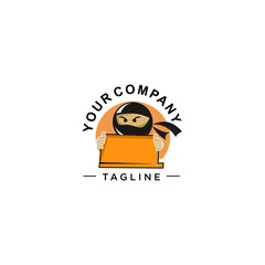 Ninja Logo Design Mascot . Ninja Laptop Logo Icon Character illustration design . Ninja Tech Logo Design Template © blueberry 99d