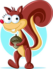 Funny Squirrel Vector Cartoon Illustration