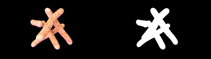 3D illustration of a mycobacterium tuberculosis bacteria