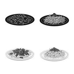 Isolated object of pasta and carbohydrate sign. Collection of pasta and macaroni vector icon for stock.