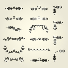 Vignette of ear of wheat - dividers and separator with leaves, bakery design