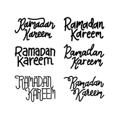 Ramadan Kareem Text Handwritten Set Template Vector