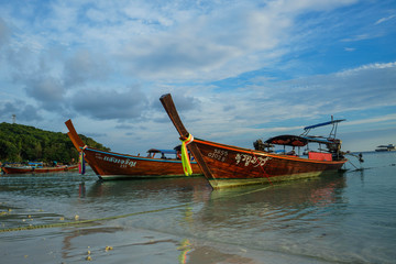 longtail boat on the beach