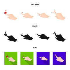 Vector illustration of touchscreen and hand icon. Collection of touchscreen and touch vector icon for stock.