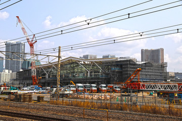 工事中の高輪ゲートウェイ駅（2019年4月）
